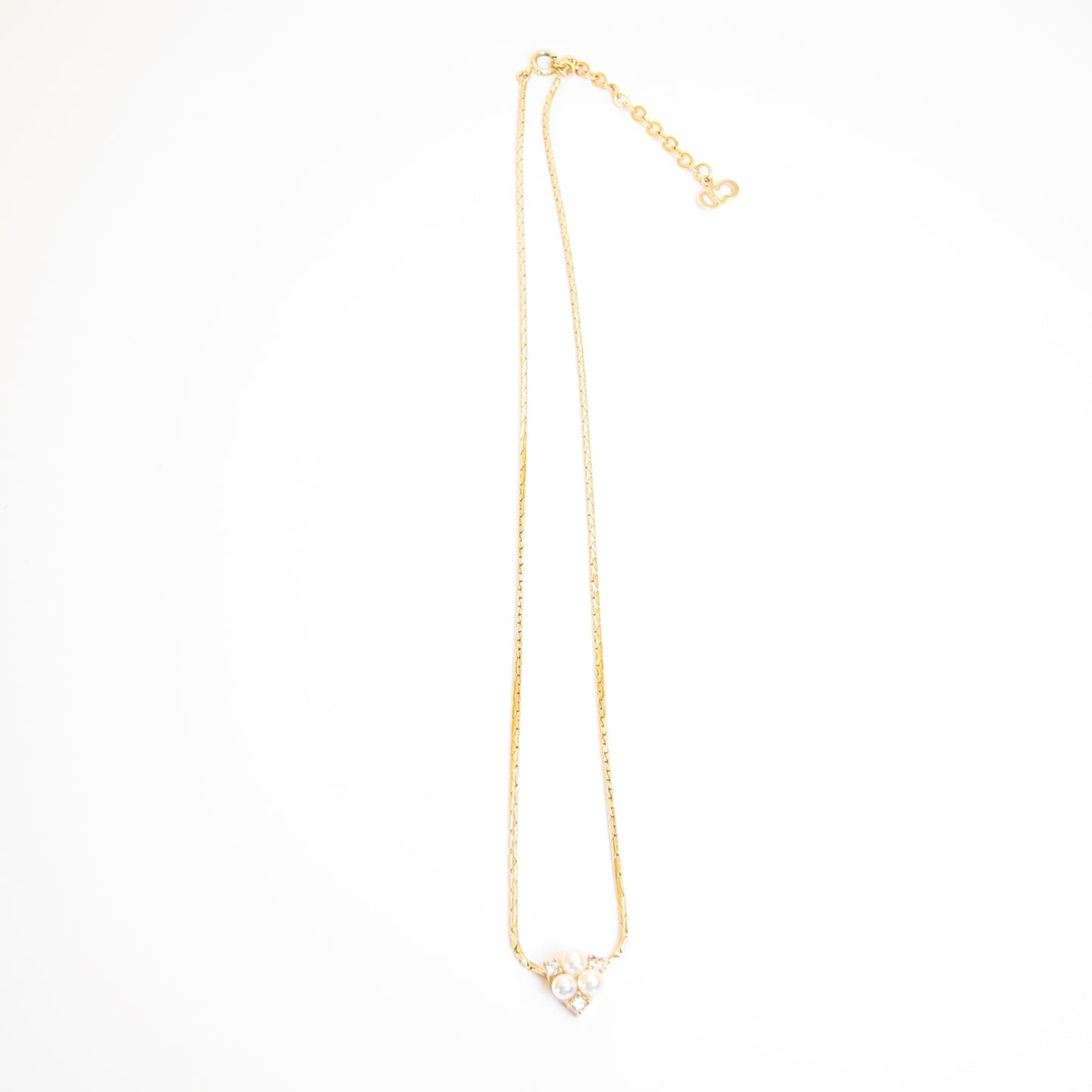Christian Dior Vintage Pearl and Rhinestone Golden Necklace