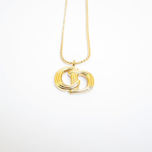 Christian Dior Vintage CD Logo Golden Necklace