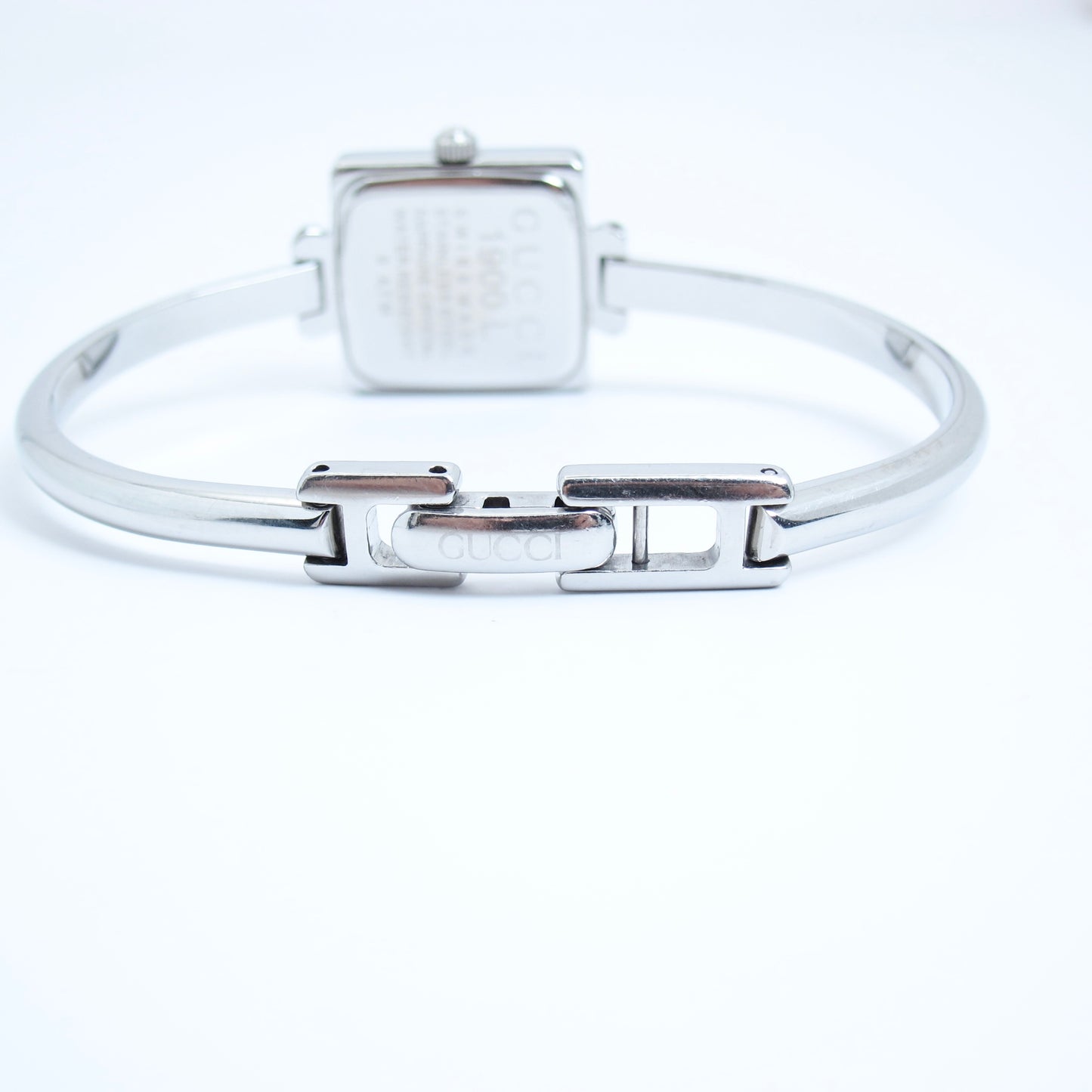 Gucci Vintage Square Black Face Silver Bangle Watch