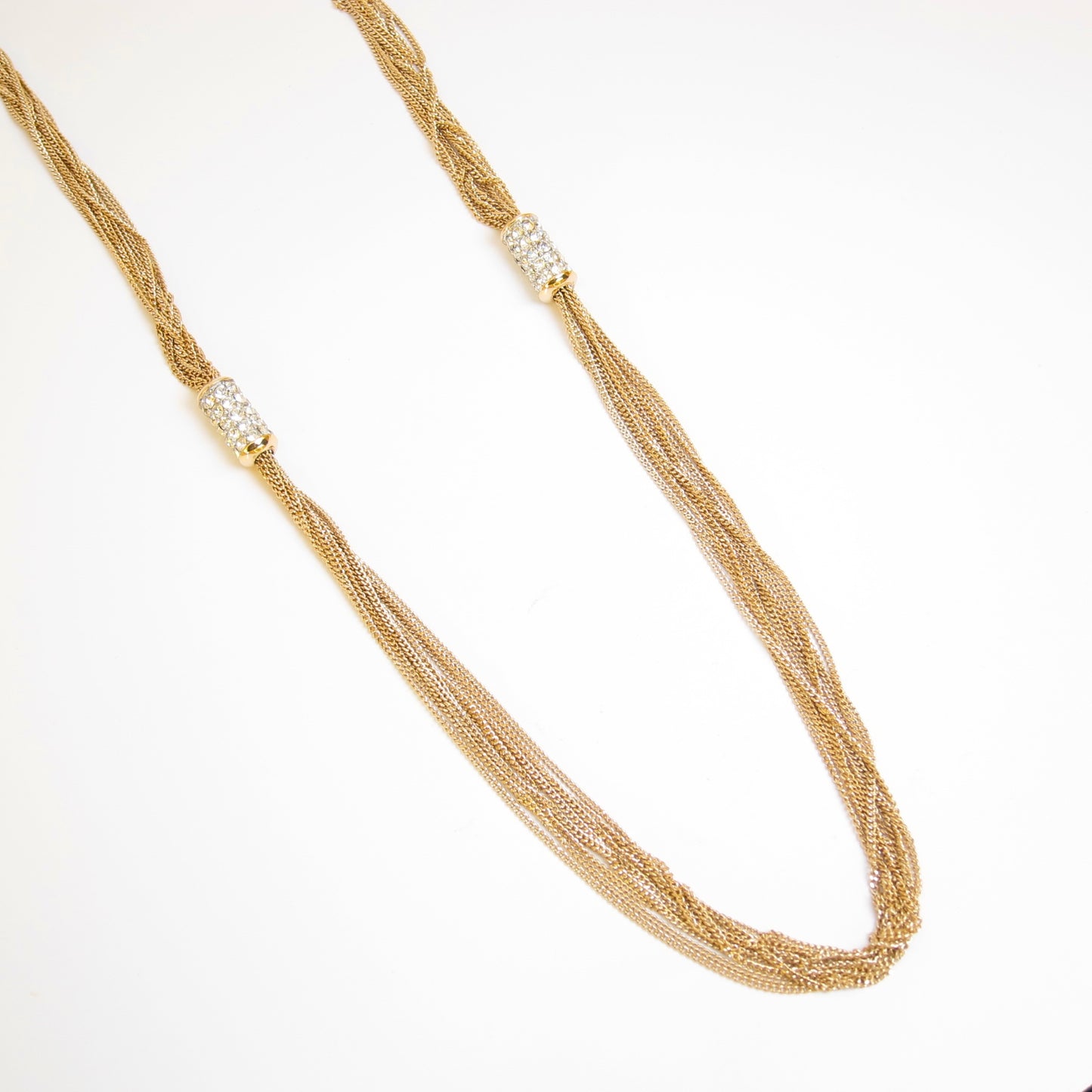 Givenchy Vintage Stylish Rhinestone Golden Long Necklace