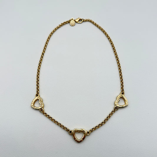 Celine Vintage Celine Logo Heart Motif Golden Necklace