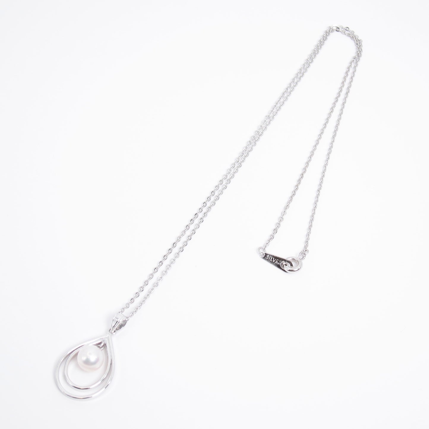 Tasaki Vintage Drop Shaped with Pearl Silver Necklace