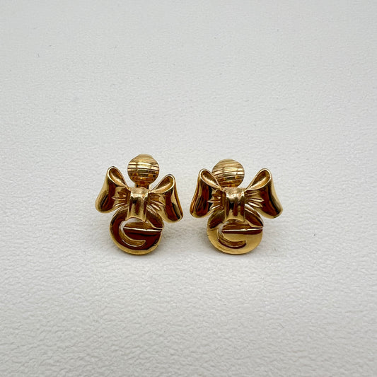 Defect- Givenchy Vintage G Logo with Bow Golden Clip-on Earrings
