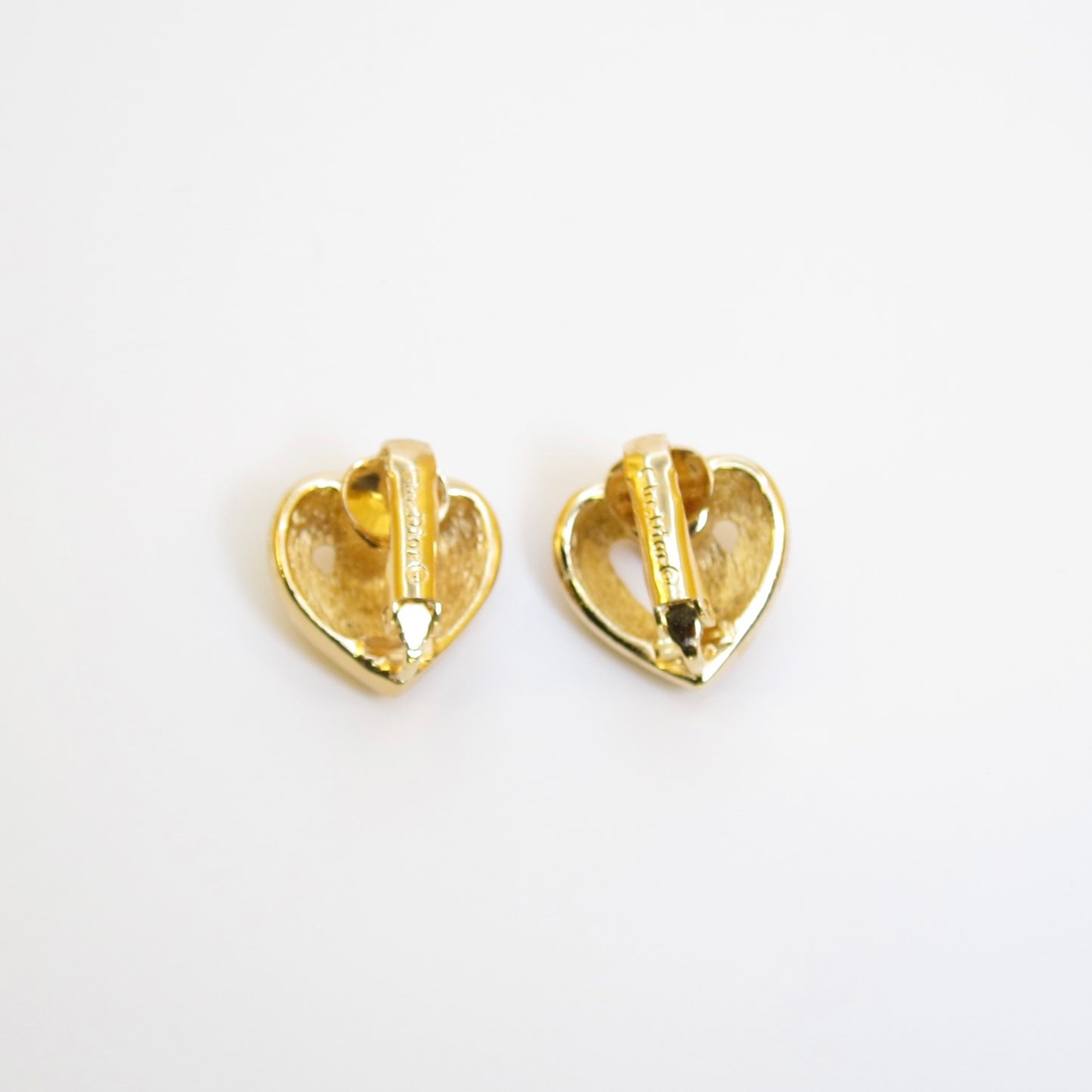 Christian Dior Vintage Heart-shaped Golden Clip-on Earrings