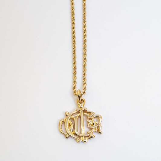 Christian Dior Vintage Dior Logo Golden Necklace