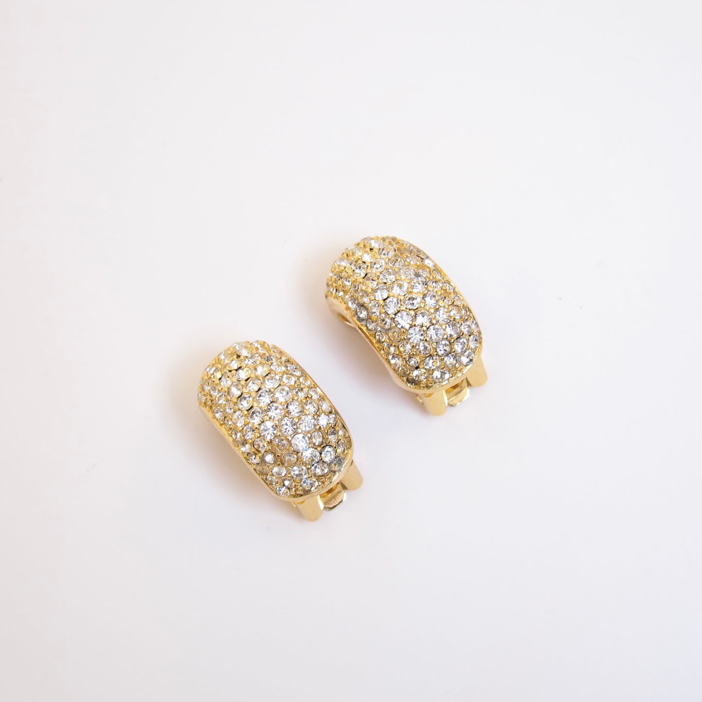 Christian Dior Vintage Rhinestone Golden Clip-on Earrings