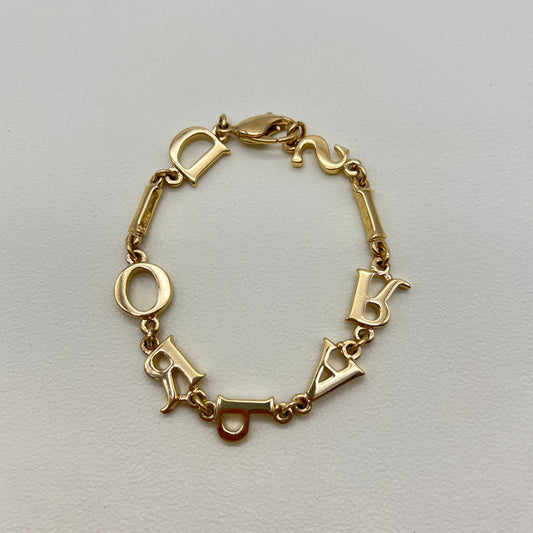 Christian Dior Vintage Dior Paris Letter Charm Golden Bracelet