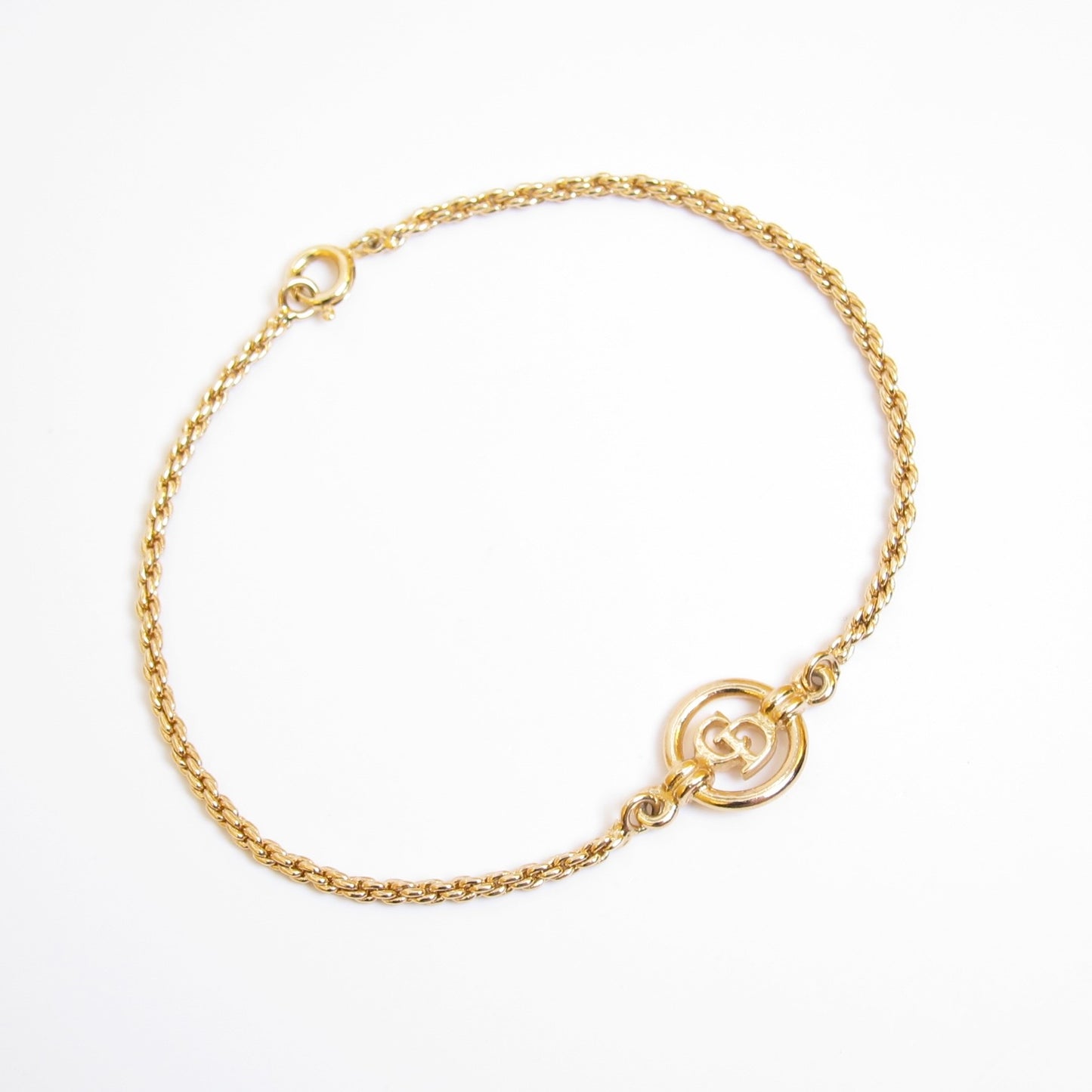 Christian Dior Vintage CD Logo in Circle Golden Bracelet