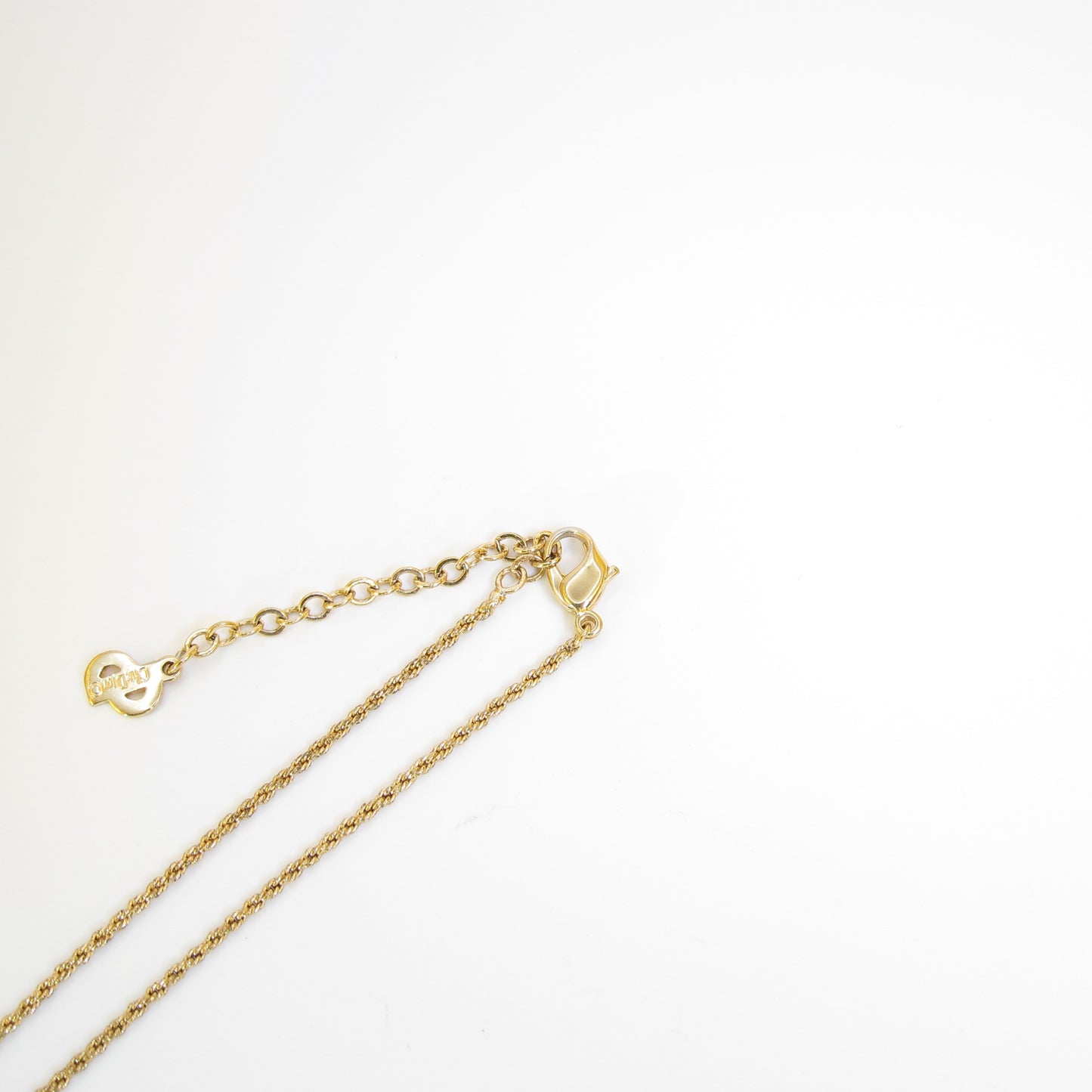 Christian Dior Vintage CD Logo in Black Circle and Rhinestone Golden Necklace