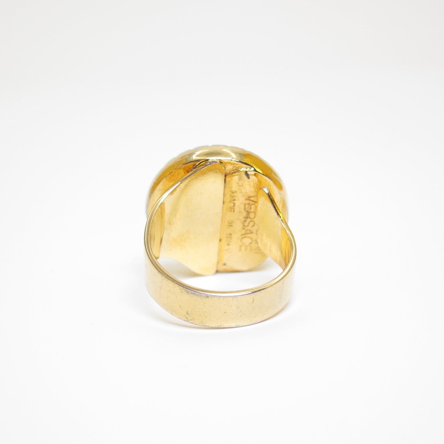 Versace Vintage Gold-Tone Medusa Greek Key Ring Size 53