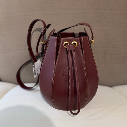 Cartier Vintage Must Line Bordeaux Leather Bucket Shoulder Bag