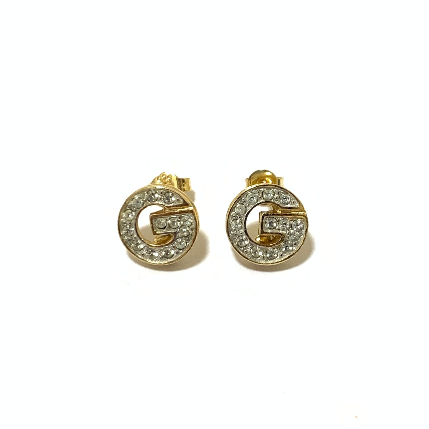 Givenchy Vintage G Logo with Rhinestone Golden Earrings