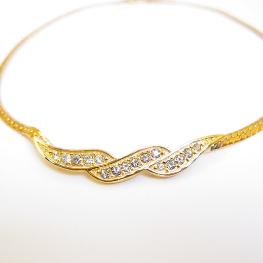 Givenchy Vintage Stylish Rhinestone Golden Necklace