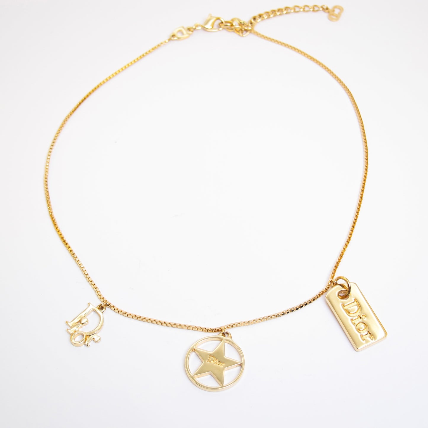 Christian Dior Vintage Dior Logo Charm Golden Necklace