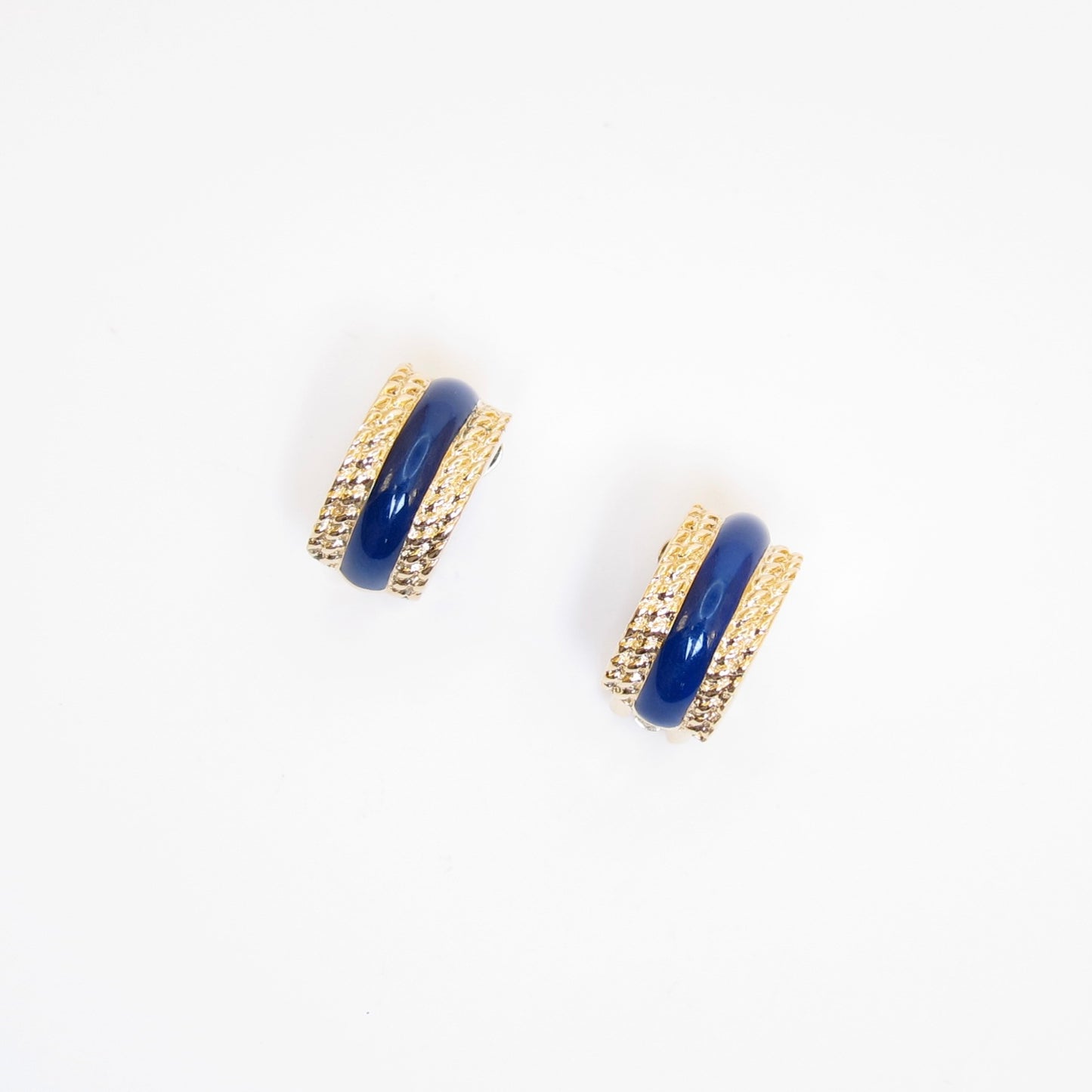 Burberry Vintage Blue and Golden Clip-on Earrings