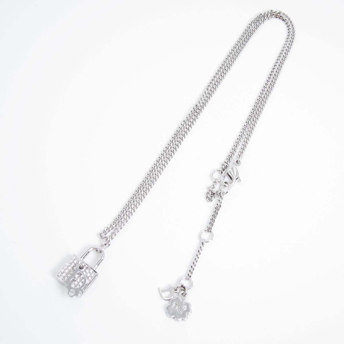 Christian Dior 中古閃石鎖頭銀色頸鏈