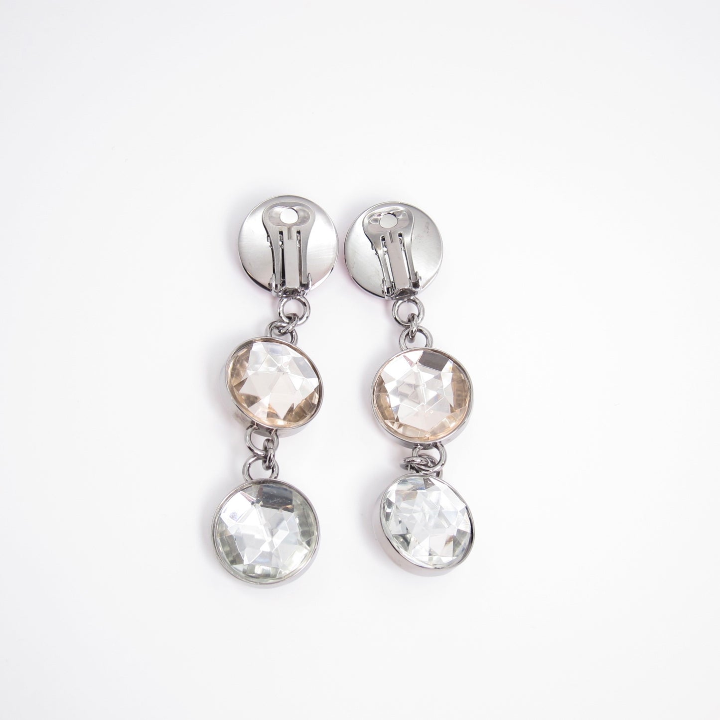 Miu Miu Vintage Multi Color Stone Silver Clip-on Earrings