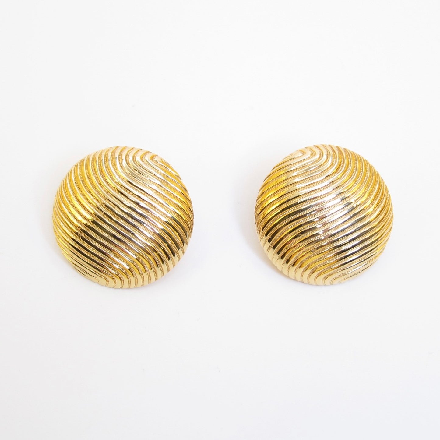 Monet Vintage Round Shaped Golden Clip-on Earrings