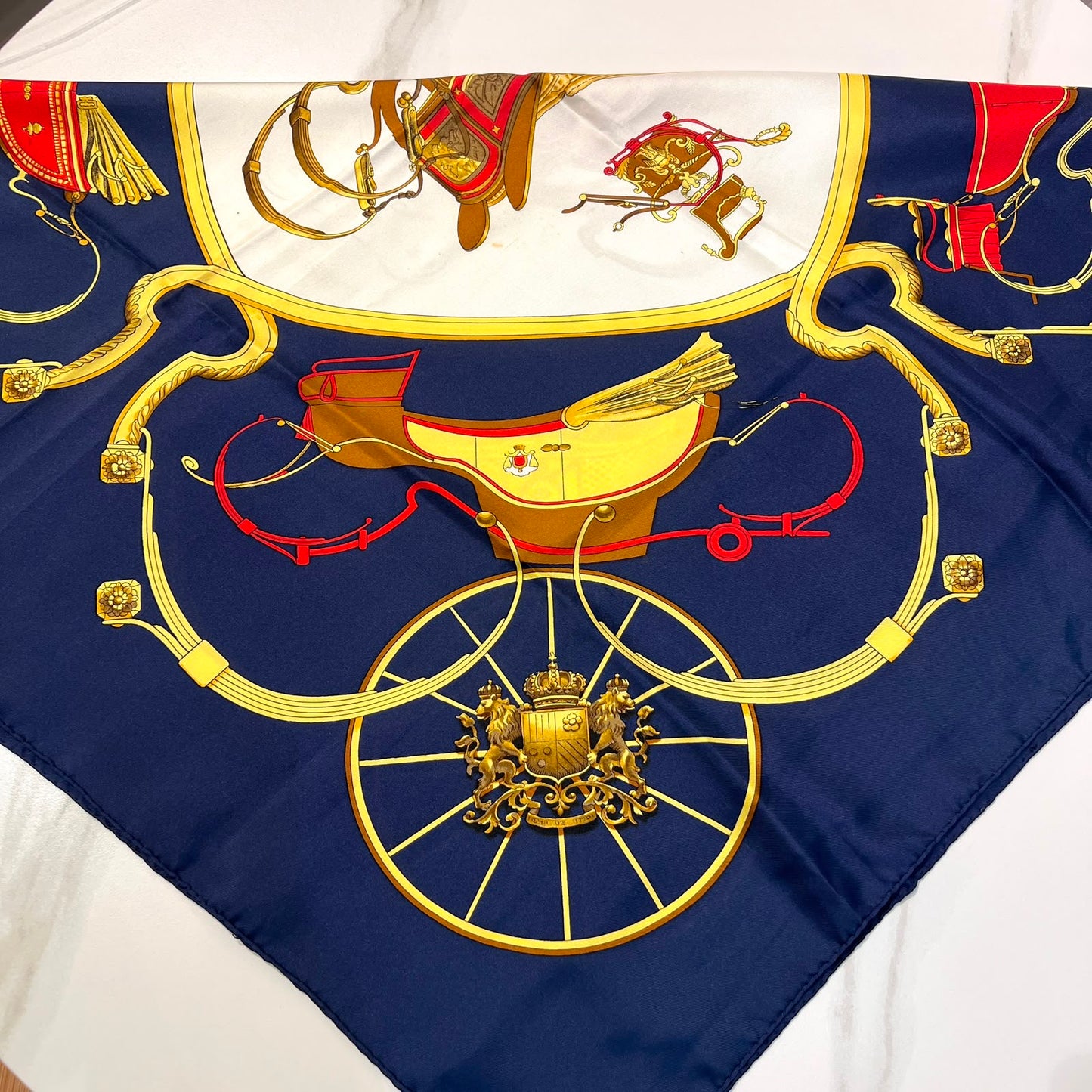 Hermes Vintage Springs Navy Silk Scarf