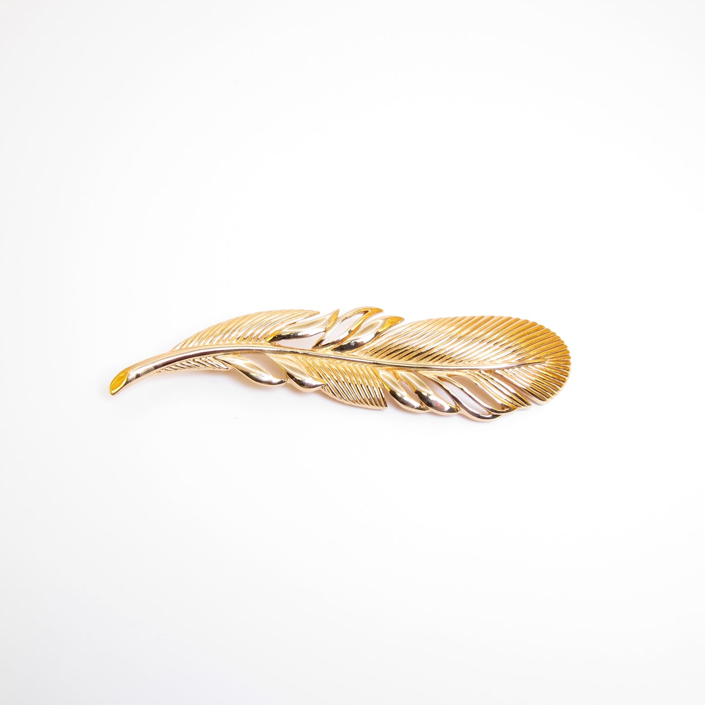 Christian Dior Vintage Feather Motif Golden Brooch