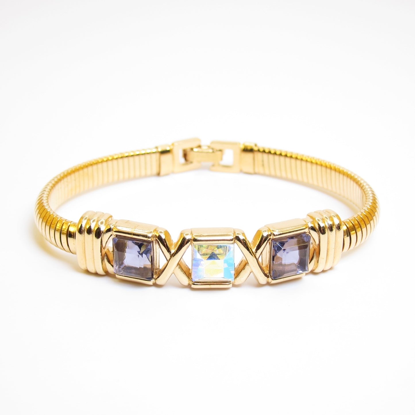 Monet Vintage Multi Color Stone Golden Bracelet