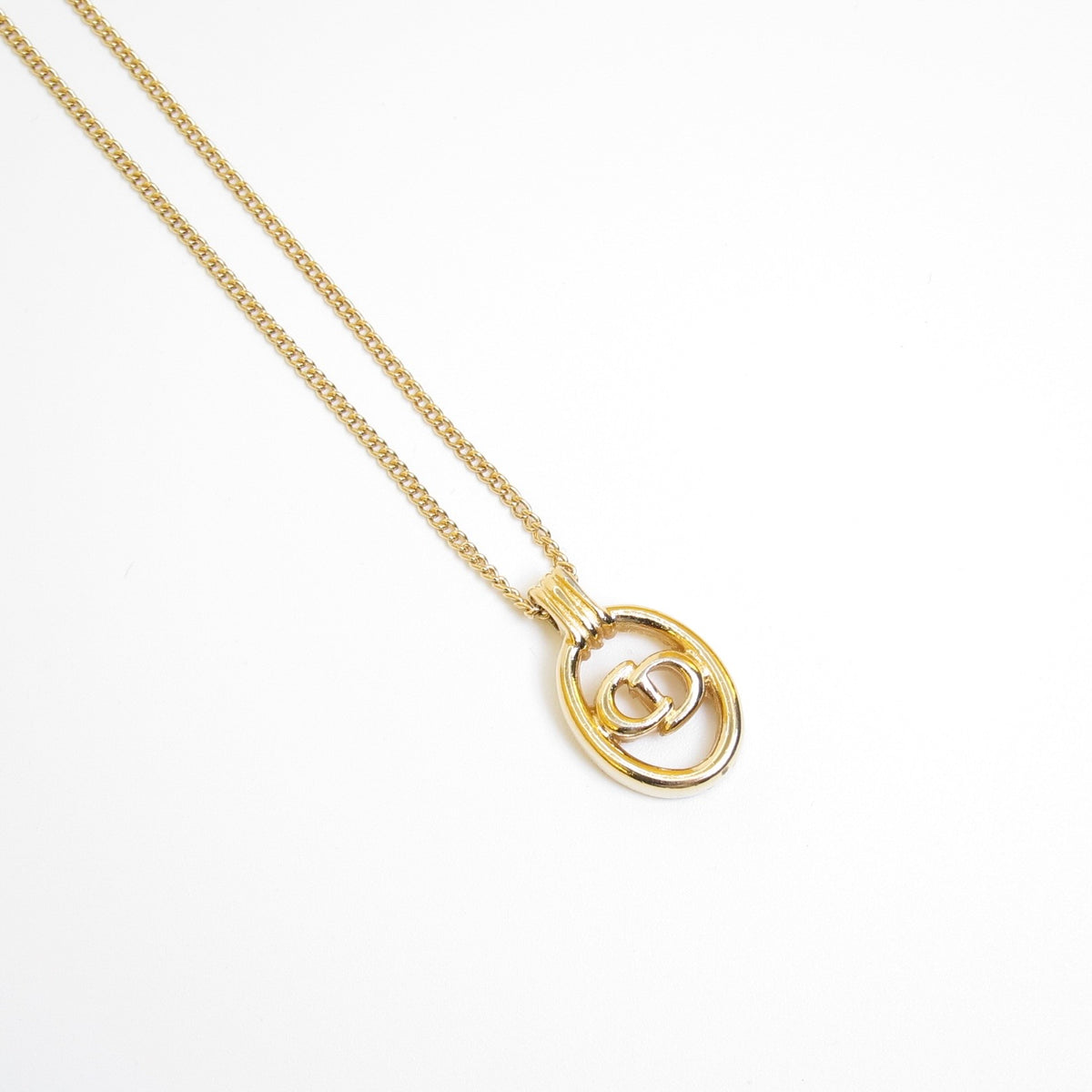 Christian Dior Vintage Oval CD Pendant Necklace