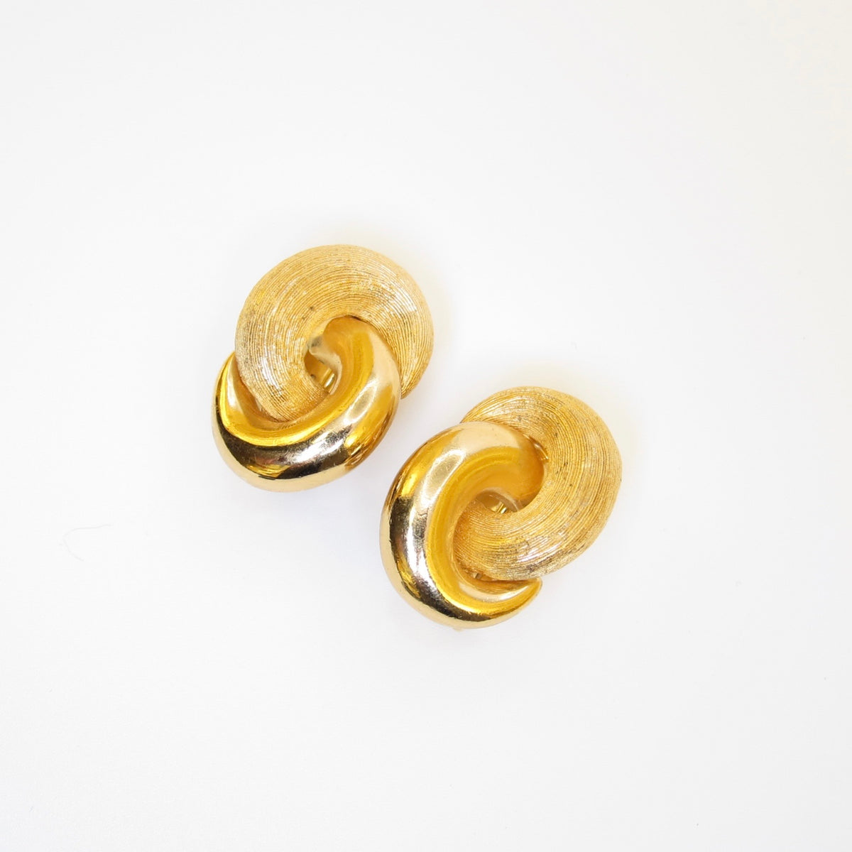 Christian Dior Vintage Twisted Half-Hoop Gold-Tone Clip-On Earrings
