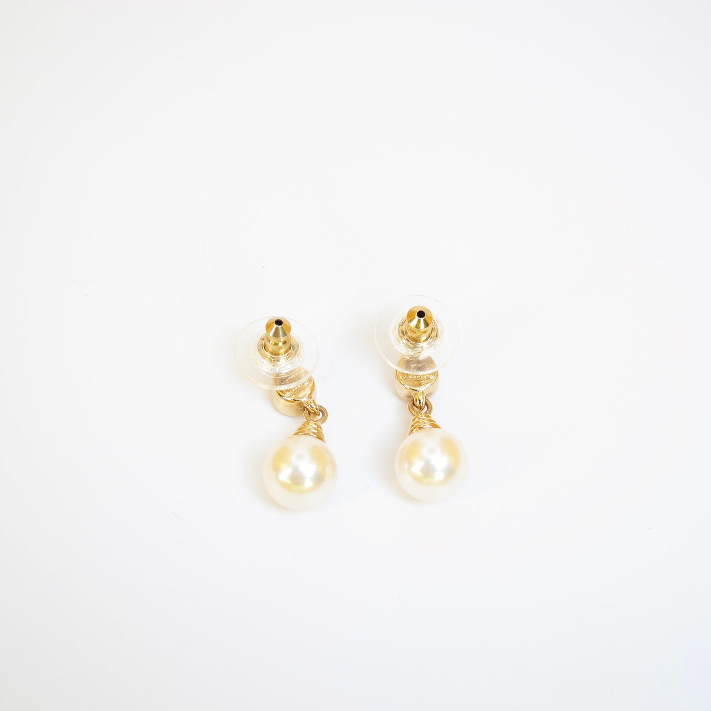 Christian Dior Vintage Pearl and Rhinestone Golden Earrings