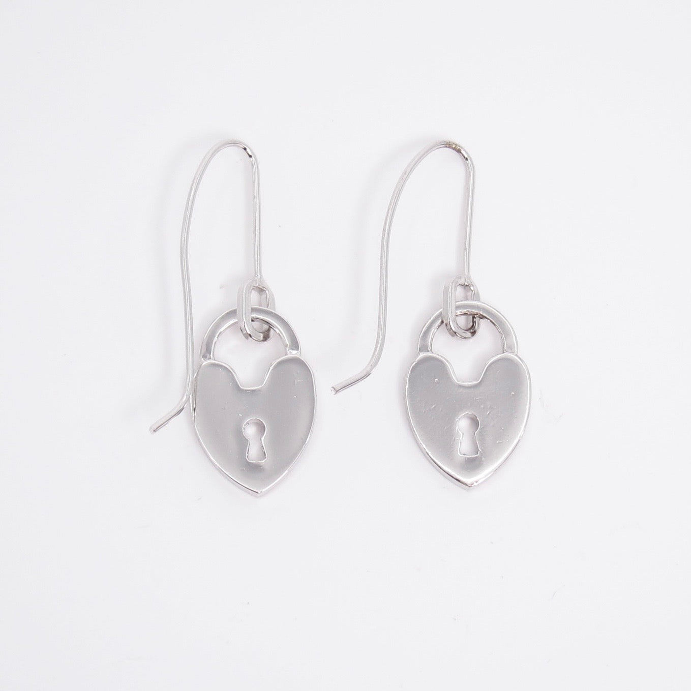 Christian Dior Vintage Dior Logo on Heart Lock Dangle Silver Earrings