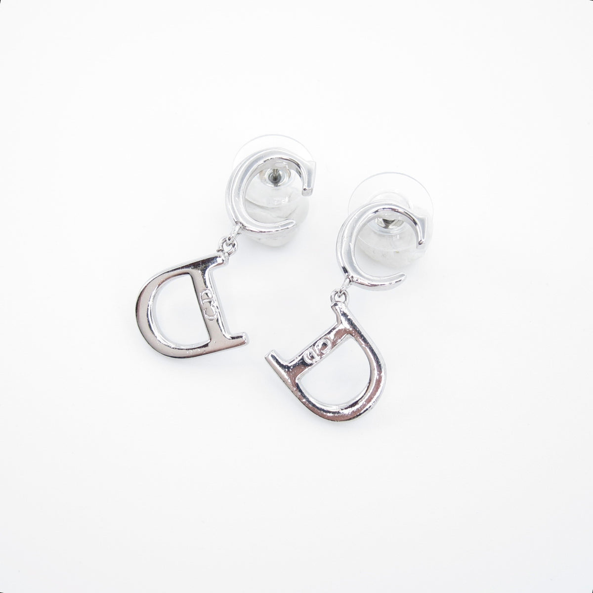 Christian Dior 中古銀色搖曳 CD 耳環