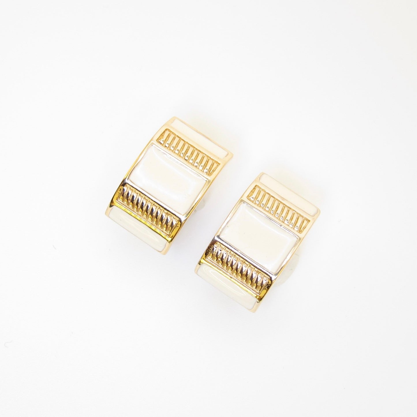 Givenchy Vintage Ivory Enamel Clip Earrings