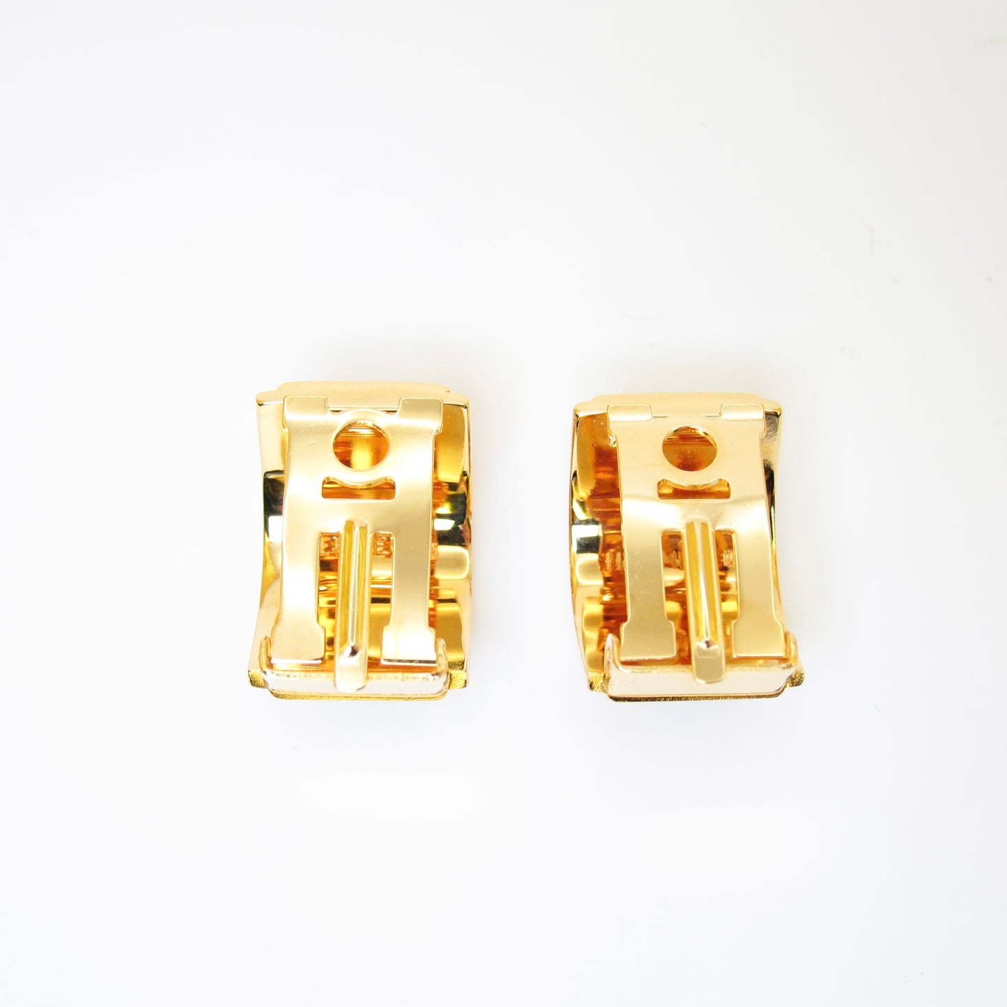 Hermes Vintage Yellow Enamelled Golden Clip-on Earrings