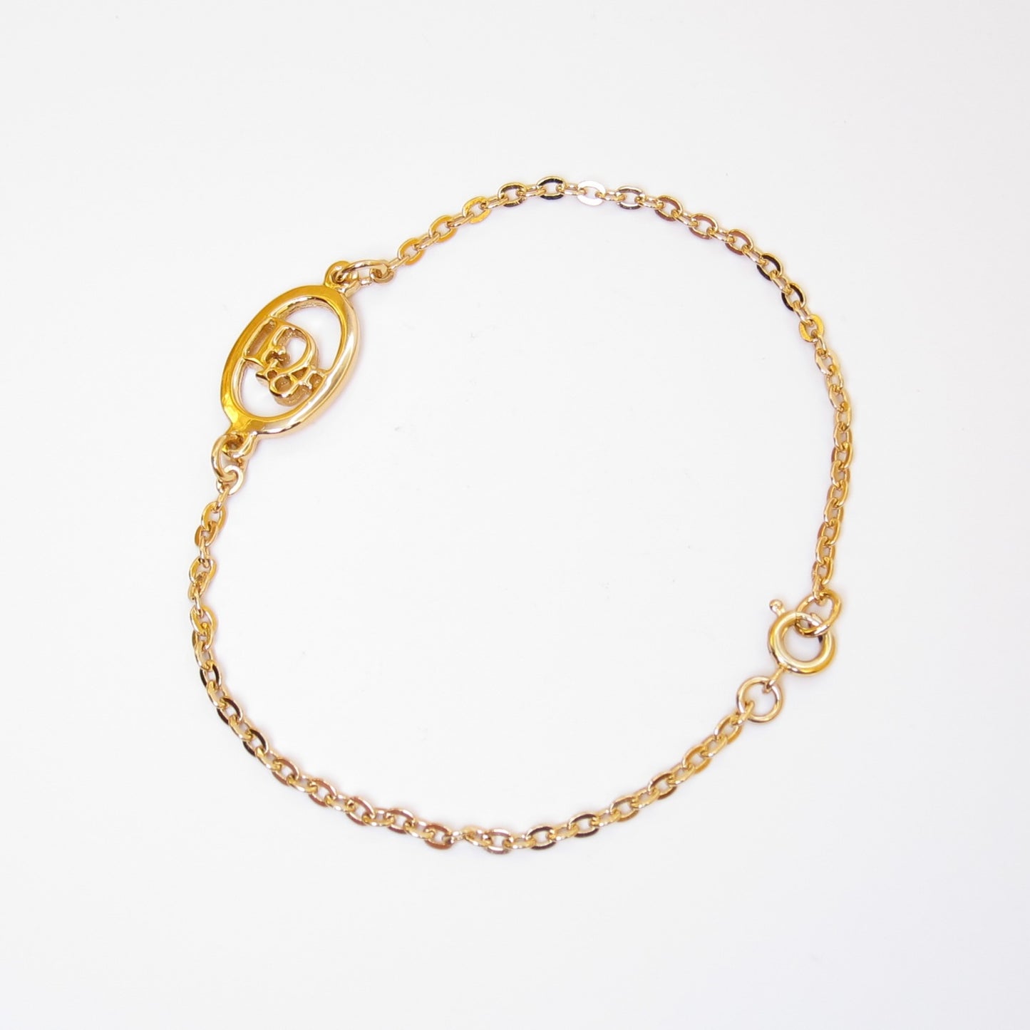 Christian Dior Vintage Dior Logo in Oval Shaped Golden Bracelet