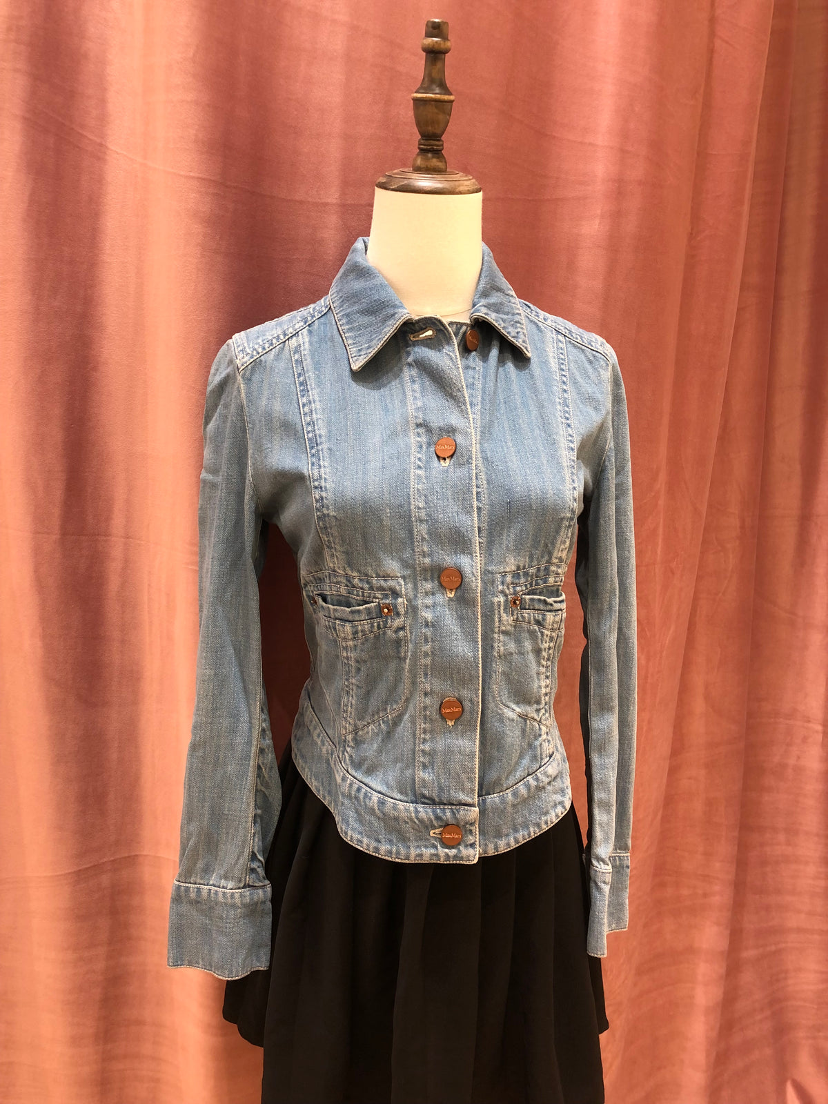 MaxMara Fitted Light Wash Denim Jacket