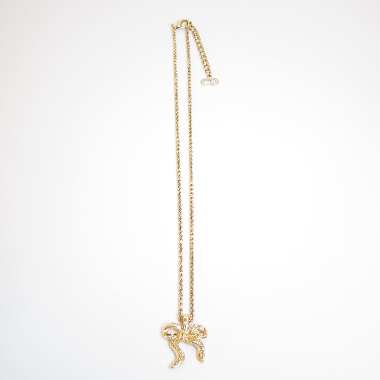 Christian Dior Vintage Ribbon with Rhinestone Golden Necklace