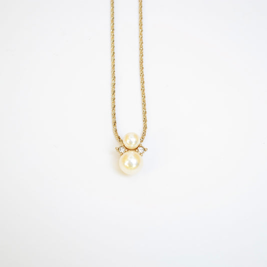 Christian Dior Vintage Pearl and Rhinestone Golden Necklace