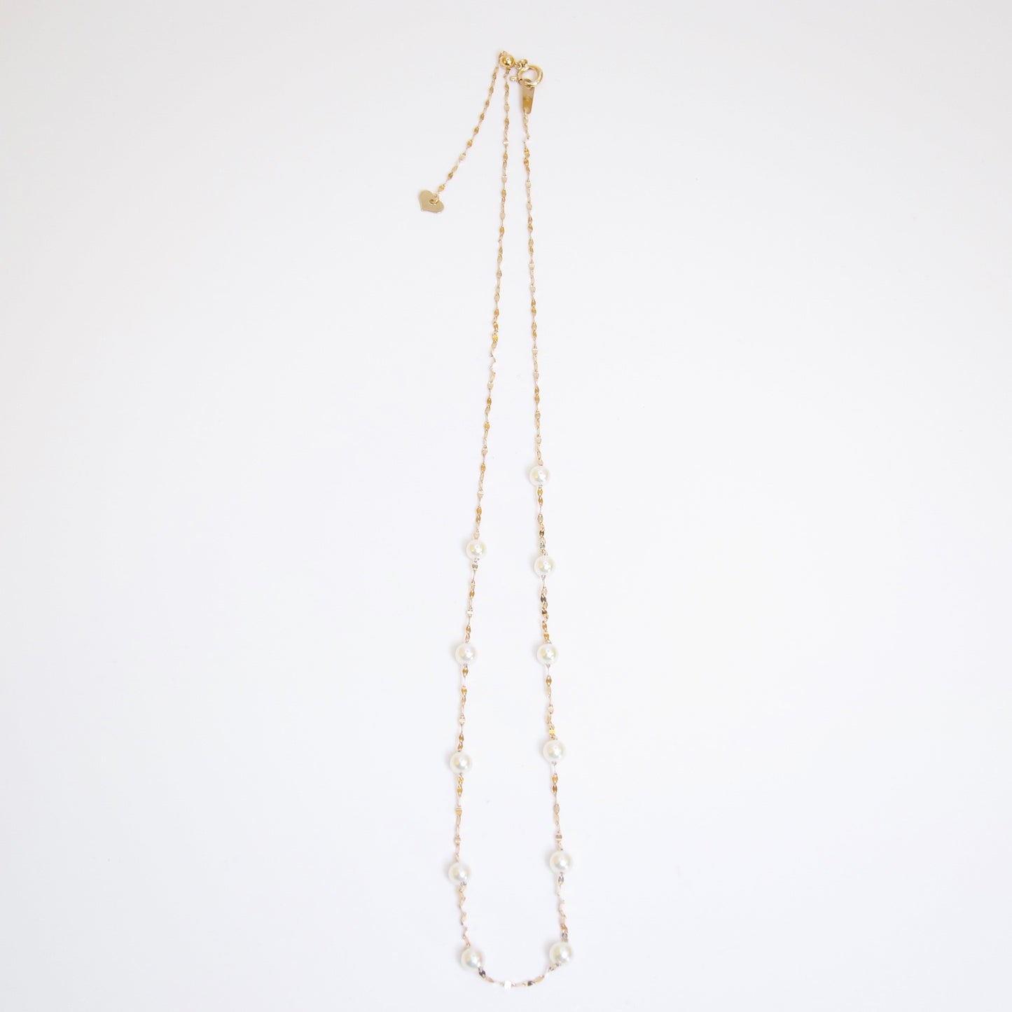 No Brand Vintage 18K Gold Pearl Station Necklace