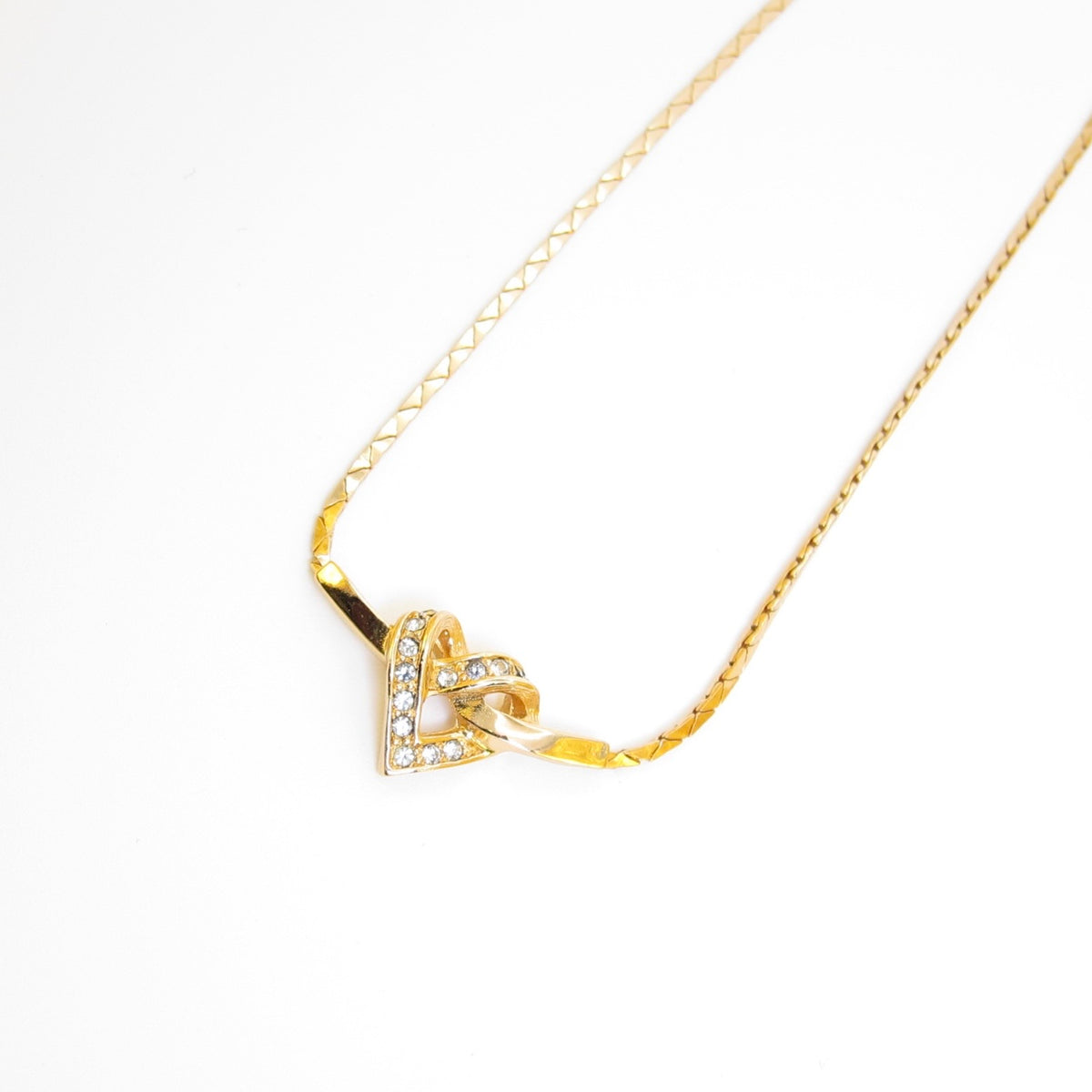 Christian Dior Vintage Rhinestone Heart Gold-Tone Necklace