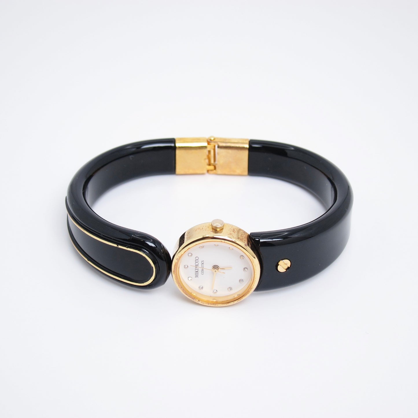 Mikimoto Vintage Round White Face with Rhinestone Bangle Watch