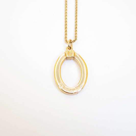 Christian Dior Vintage Christian Dior Logo on Letter O Golden Necklace