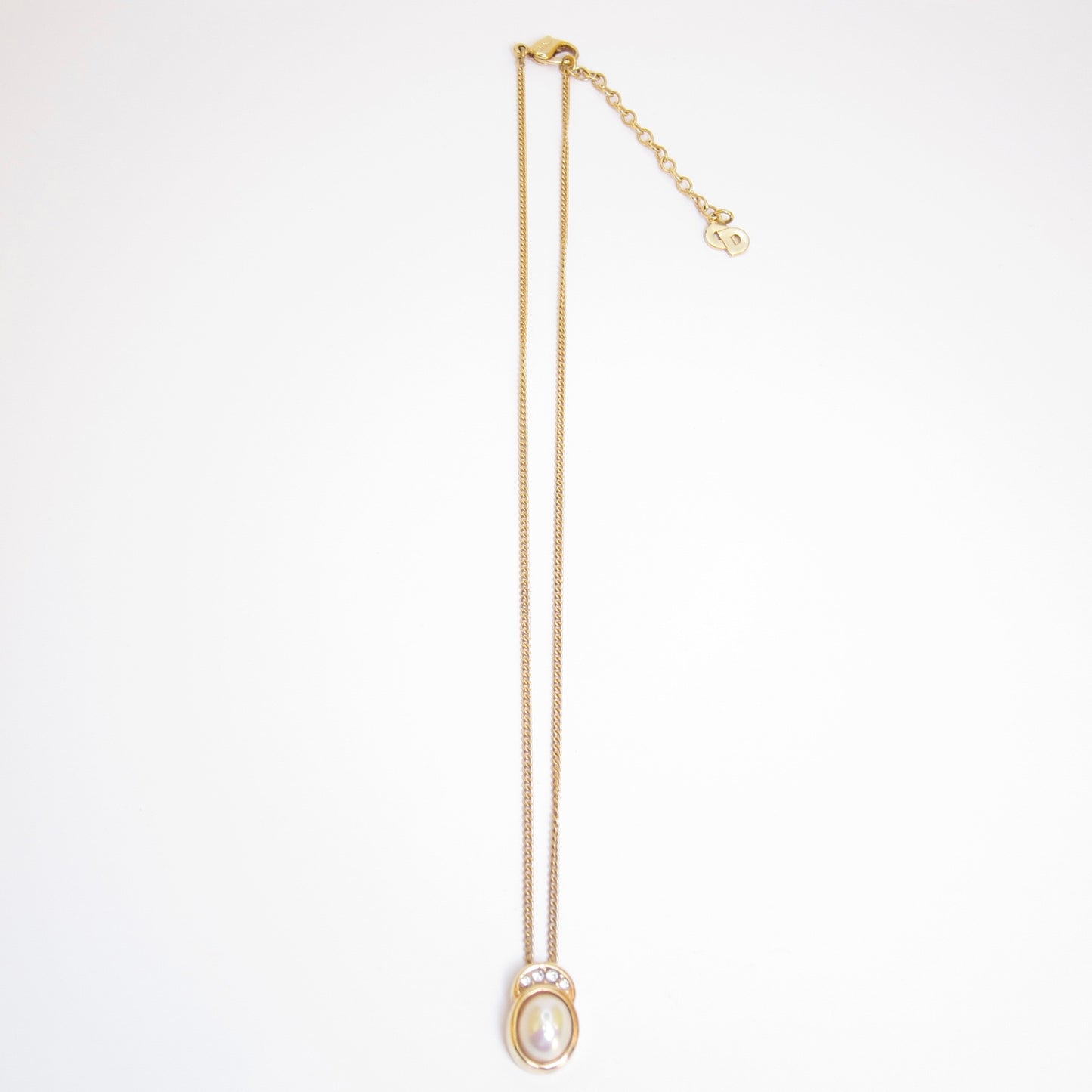 Christian Dior Vintage Pearl and Rhinestone Golden Necklace