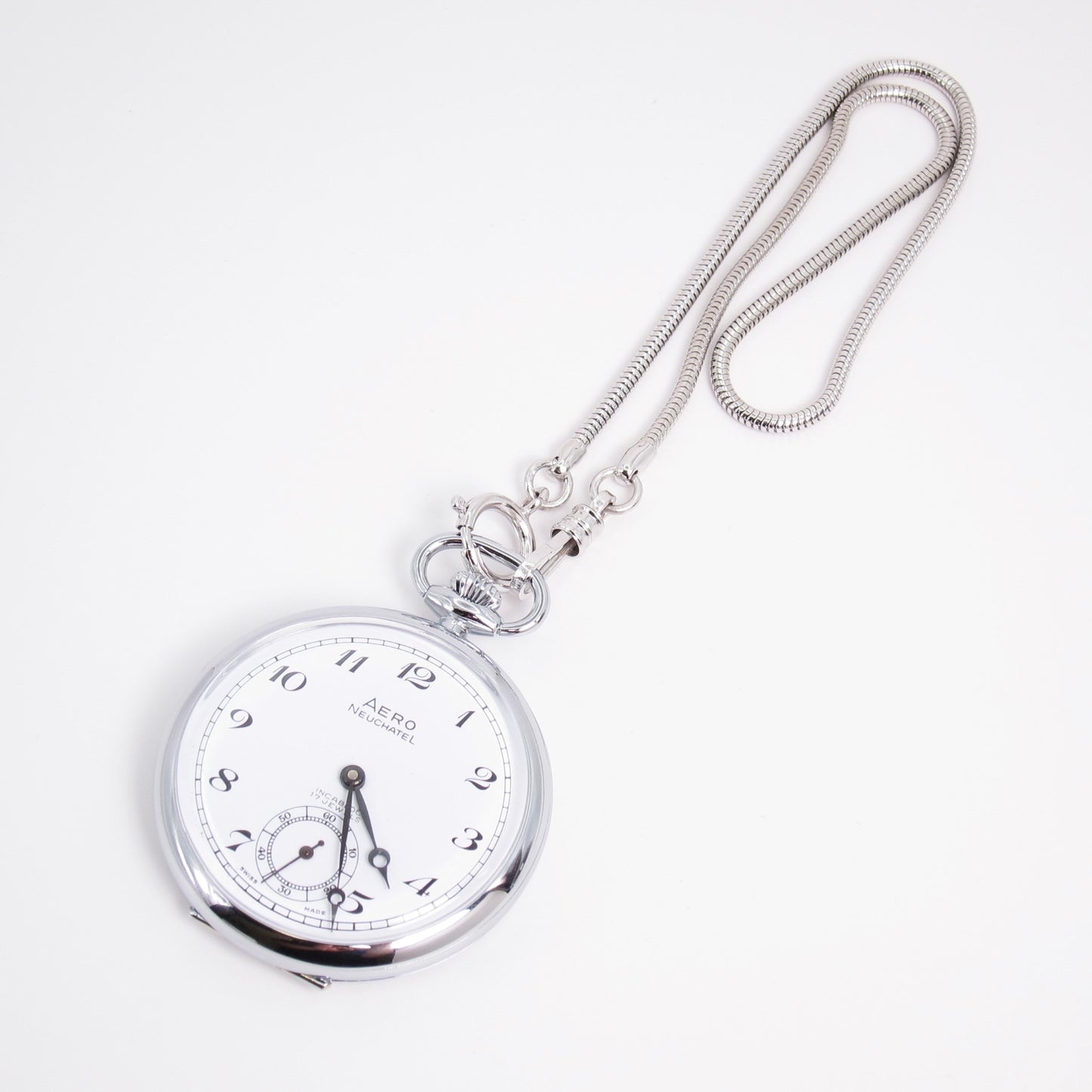 Aerowatch Vintage White Face 17 Jewels Hand-Winding Pocket Watch