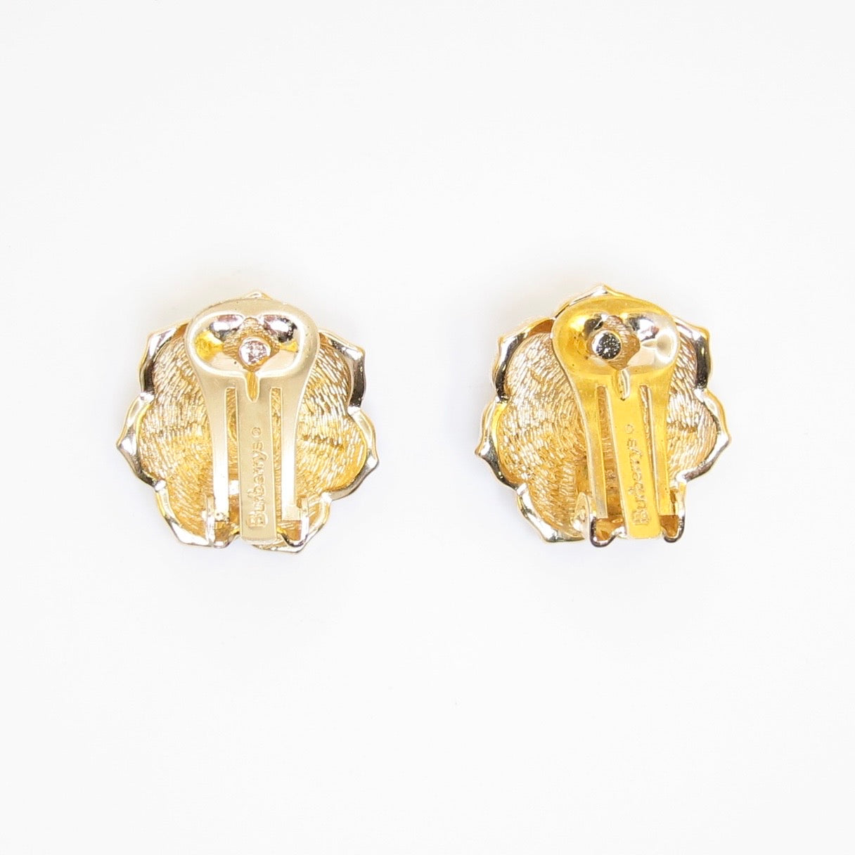 Burberry Vintage Flower Motif Green and Golden Clip-on Earrings
