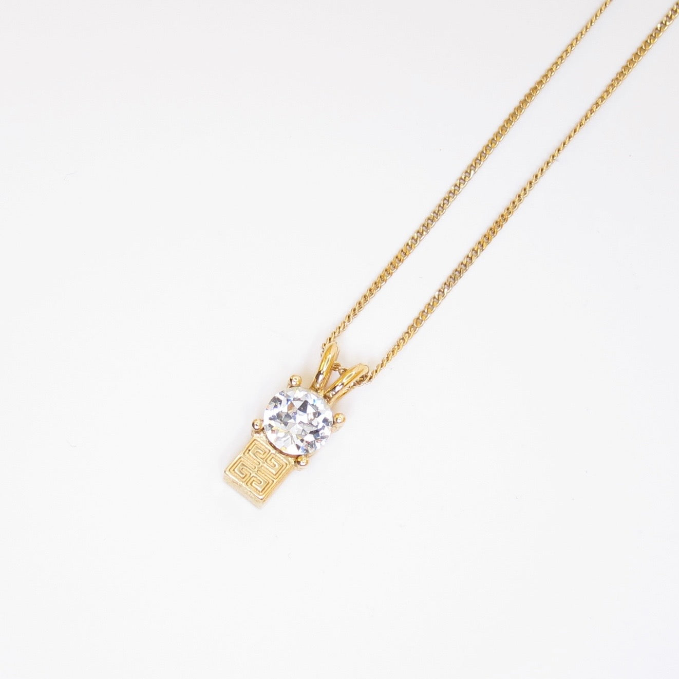 Givenchy Vintage 4G Logo and Rhinestone Golden Necklace