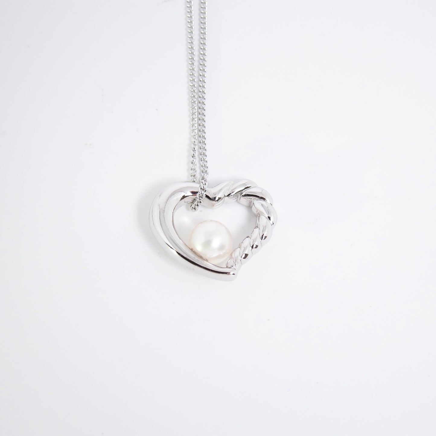 Tasaki Vintage Akoya Pearl in Heart 925 Silver Necklace