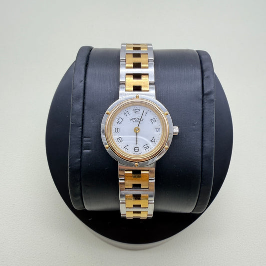 Hermes Vintage Clipper White Face with Date and H Bracelet Ladies Watch