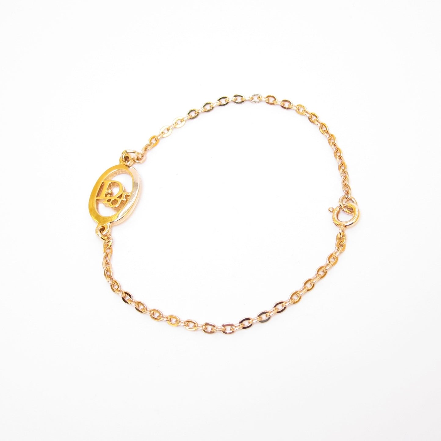 Christian Dior Vintage Dior Logo in Oval Shaped Golden Bracelet