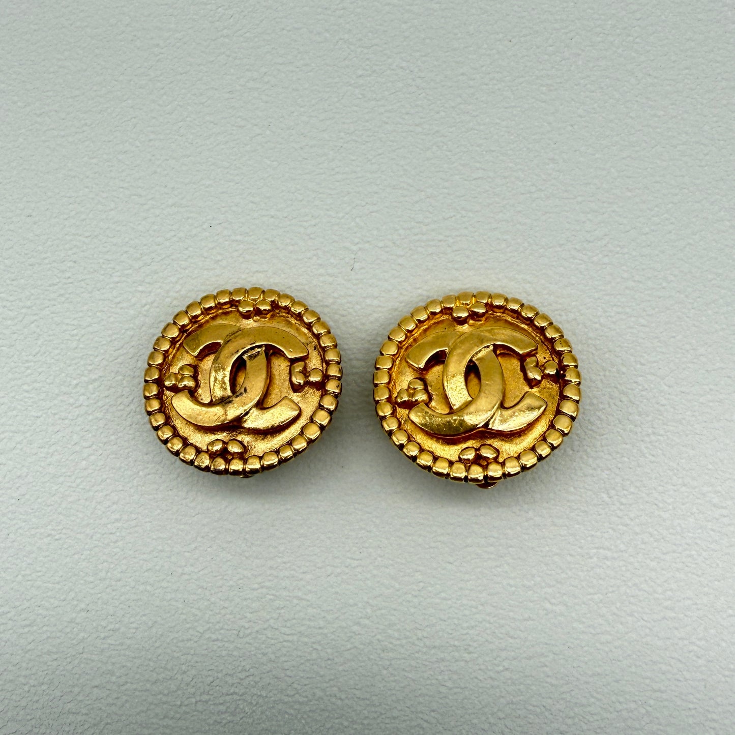 Chanel Vintage CC Logo Golden Clip-on Earrings