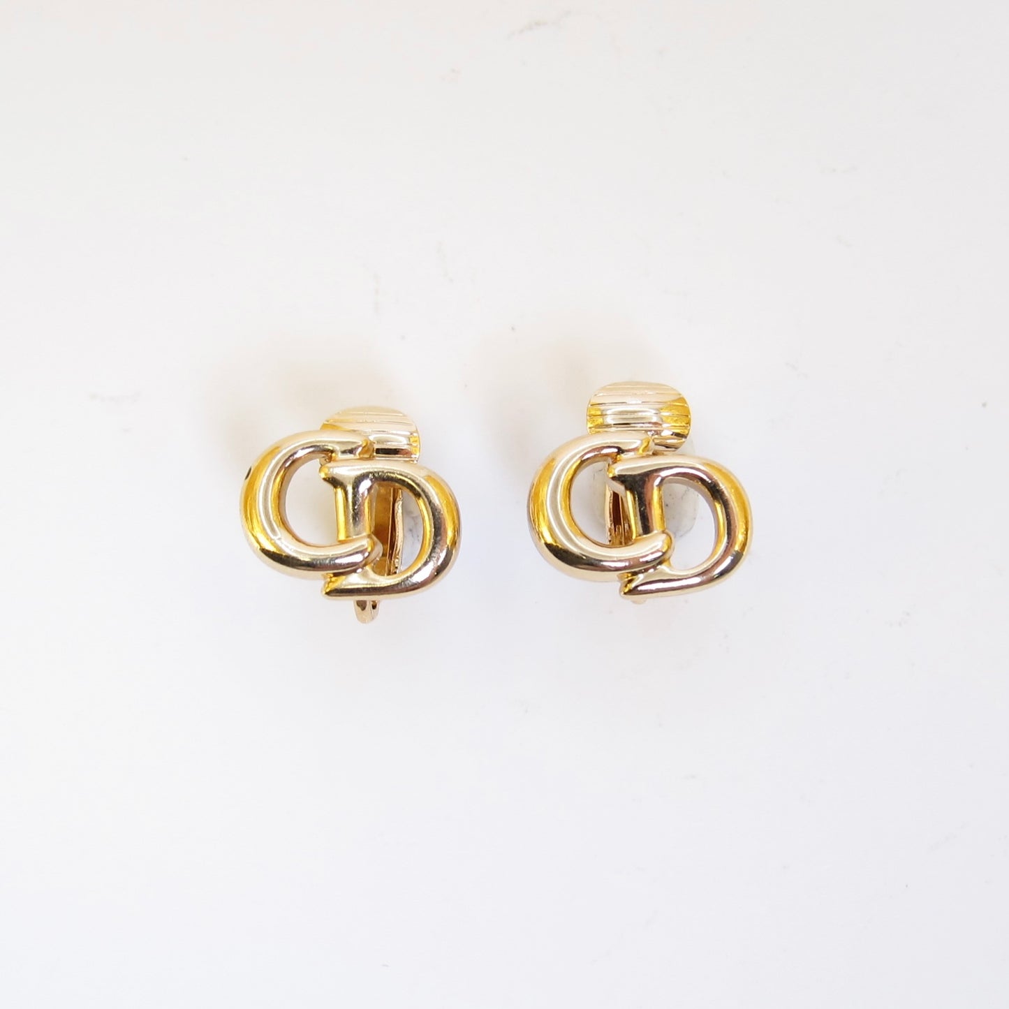 Christian Dior Vintage CD Logo Golden Clip-on Earrings