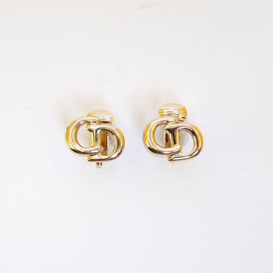 Christian Dior Vintage CD Logo Golden Clip-on Earrings